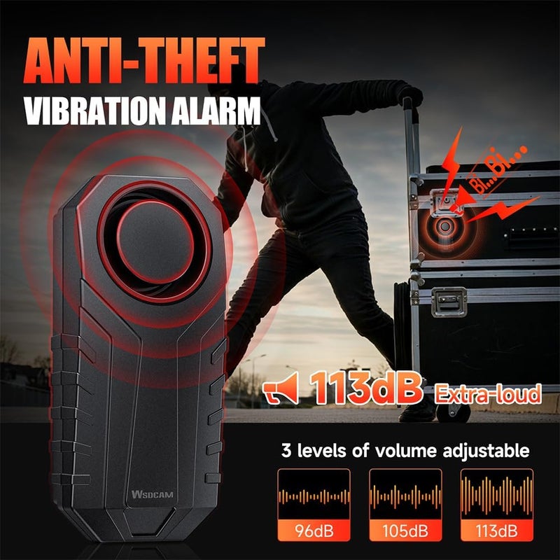 wsdcam Screw-Mounted Trailer Anti-Theft Alarm - 113dB Loud Vibration Security Car Alarm with 7-Level Sensitivity, IP65 Waterproof, 130ft Remote Control for Truck Tool Box, Rooftop Cargo & Outdoor Gear - Image 2